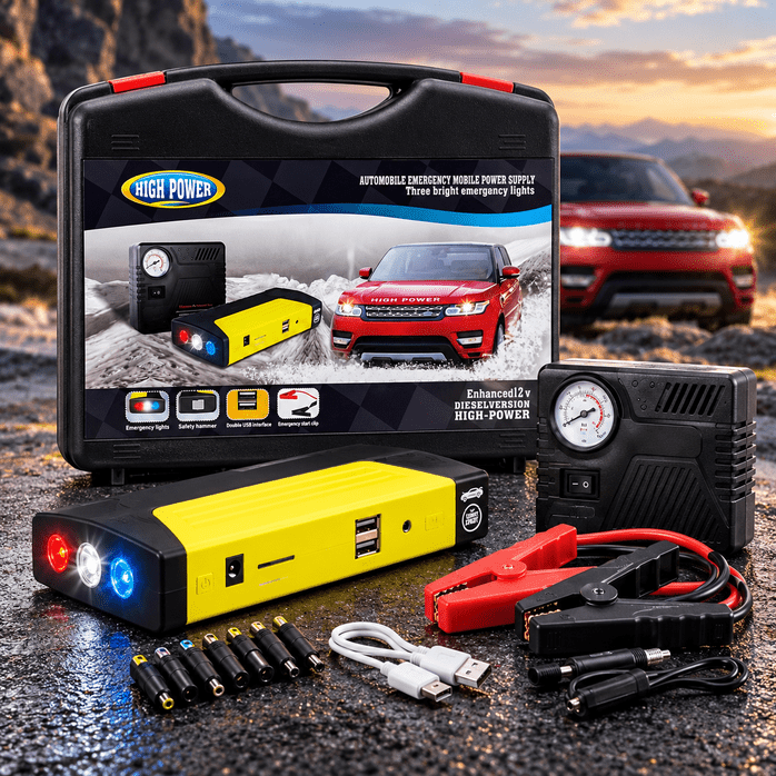 Emergency Car Battery Jump Starter With Tyre Inflator